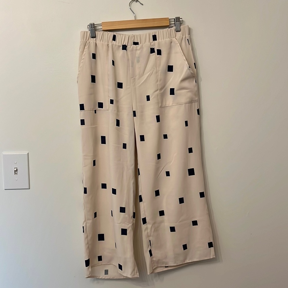 Roolee cream and navy ankle pants